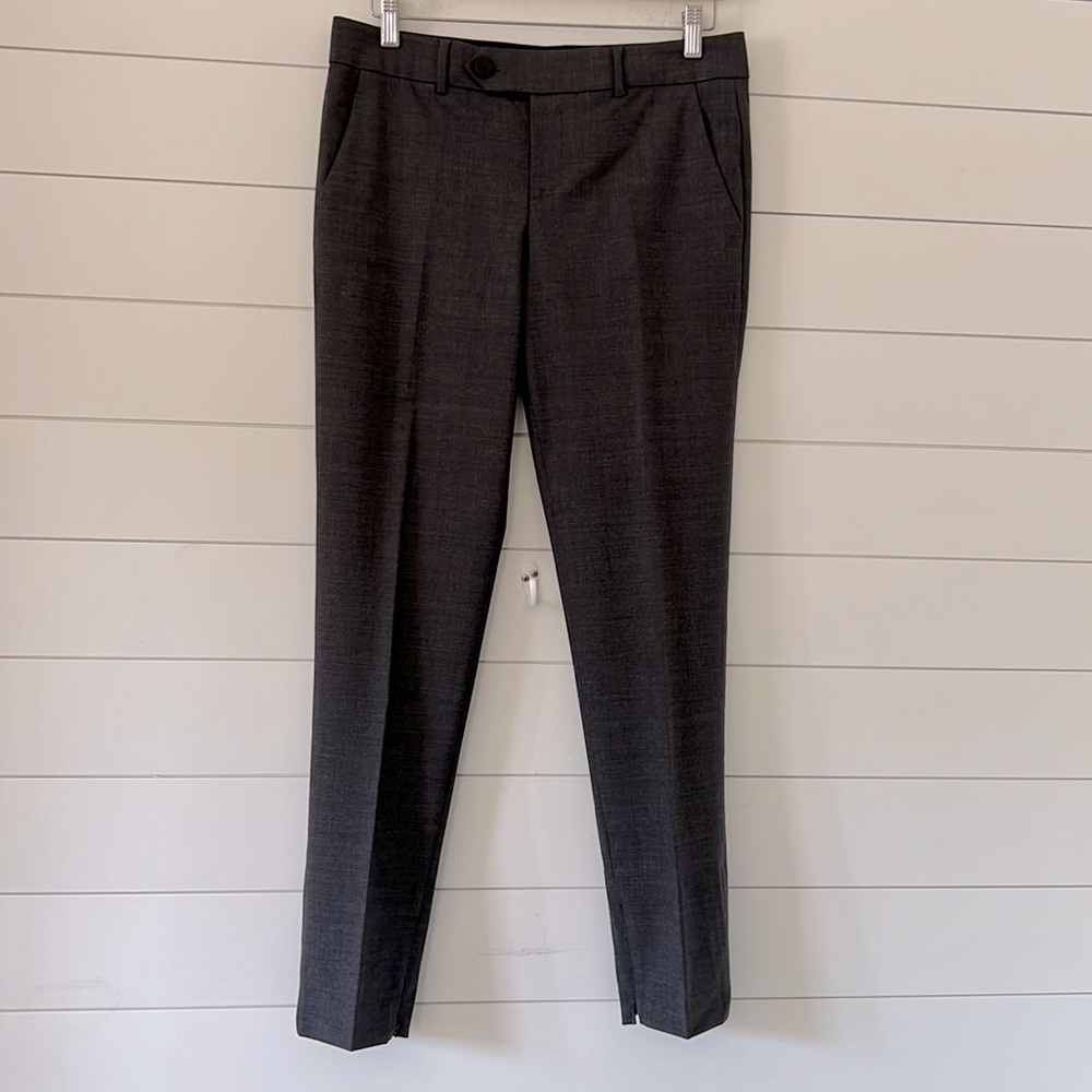 Vince Size 10 woman cool wool blend pants with leather trim and ankle zip